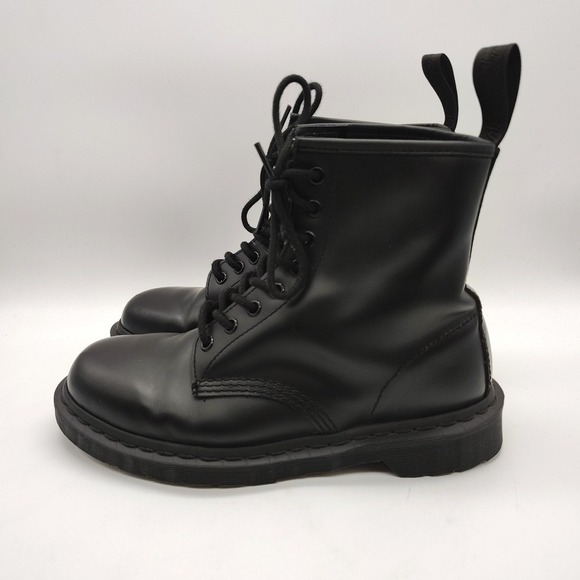 Dr Martens 1460 Mono Black Smooth Unisex Leather Ankle Boots Women's 9 Men's 8 - Picture 1 of 11